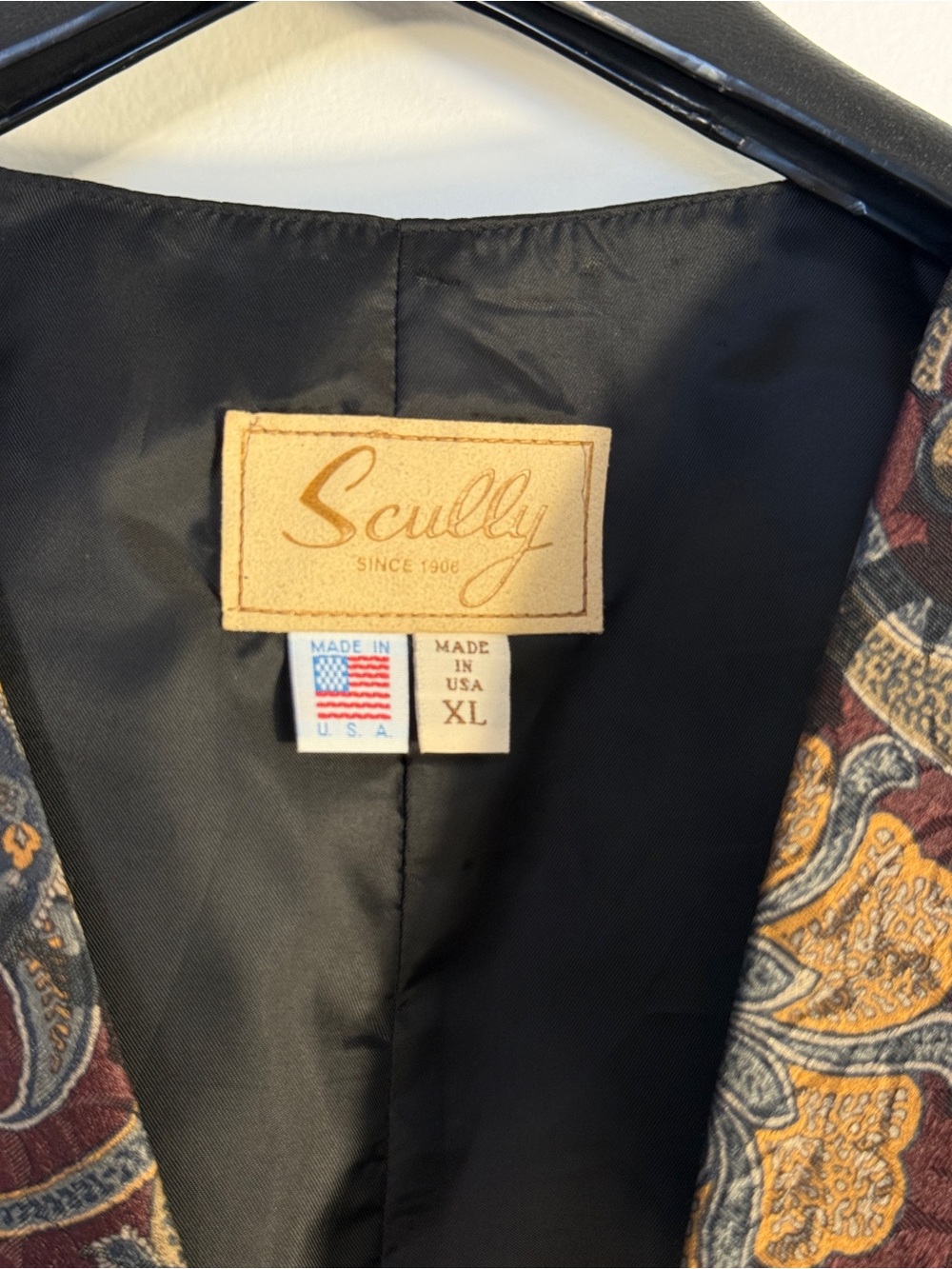Scully Paisley Tapestry Vest Burgundy Blue Western Formal XL USA Made - Picture 5 of 6